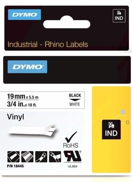 Rhinopro Renkli Vinil Şerit 19MMX5,5M Beyaz/siyah 18445