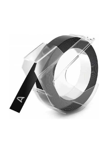 Siyah 3D Plastik Kabartma Yedek Şerit (9mm x 3mt)