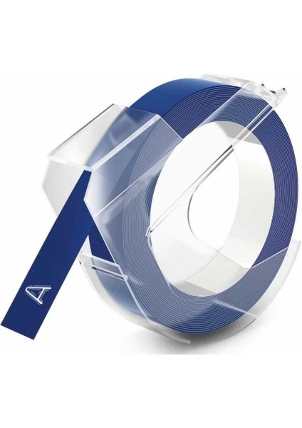 Mavi 3D Plastik Kabartma Yedek Şerit (9mm x 3mt)