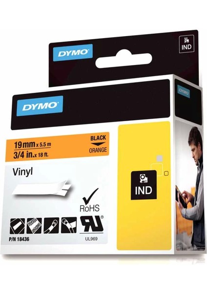 Rhinopro 18436 Turuncu/siyah Renkli Vinil Şerit 19 mm x 5,5 mt