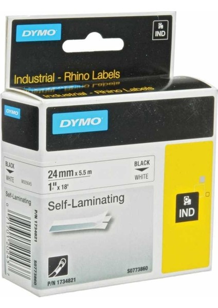 Rhinopro 1734821 Beyaz/siyah Lamine Vinil Şerit 24 mm x 5,5 mt