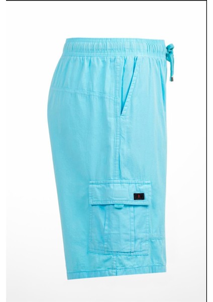 Mint Kargo Cepli Beli Lastikli Unisex Keten Şort %100 Pamuk