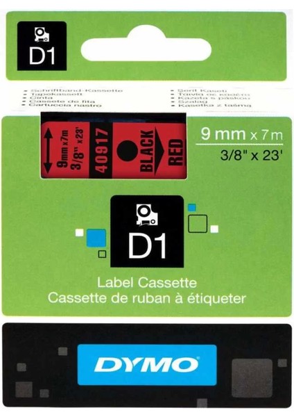 40917 Kırmızı/siyah D1 Yedek Şerit (9 mm x 7 Mt)