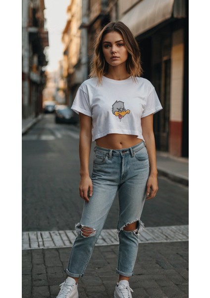 Kadıncropbaskılıt-Shirt Kadıntişört