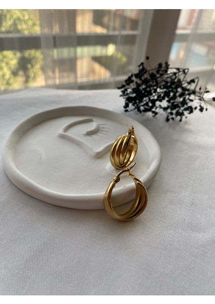 Accessory Ms Çelik Gold 3lü Halka Küpe