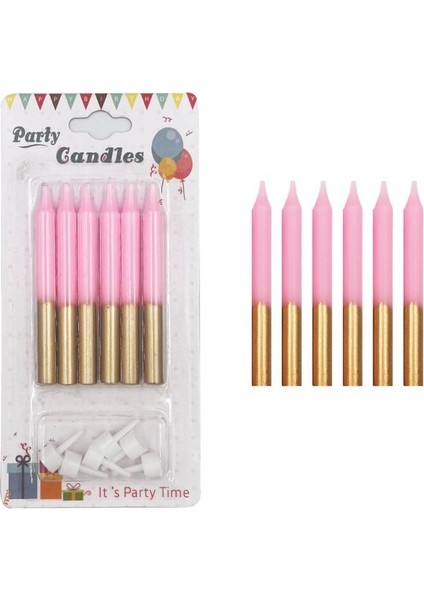Pembe Gold Ince Mum 8 cm 6 Lı