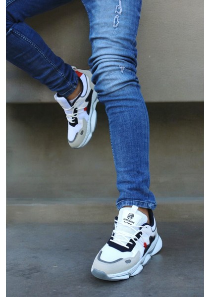 Runner Beyaz Lacivert Ortopedik Günlük Garantili Yürüyüş Koşu Sneaker Spor Ayakkabı RUNNER-1987
