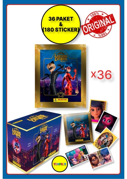 Panini Miraculous Mucize Uğur Böceği Sticker Çıkartma - 36 Paket ( 180 Adet Sticker )