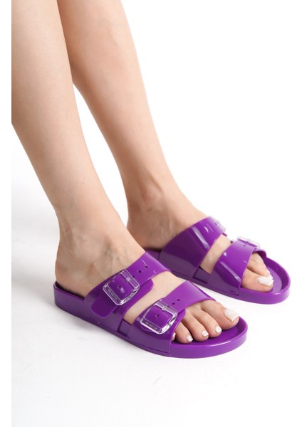 Kadın Jelly Mat Mor Düz Terlik-MSTB146-MR fiyatları