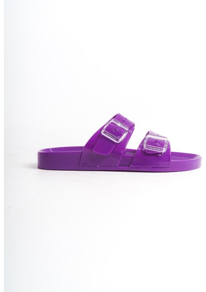 Kadın Jelly Mat Mor Düz Terlik-MSTB146-MR modelleri