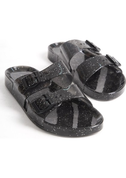 Kadın Jelly Şeffaf Siyah Sim Düz Terlik-MSTB165-SSS fiyatları