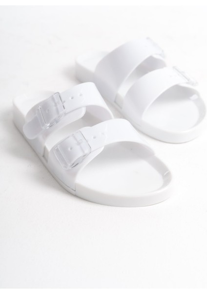 Kadın Jelly Mat Beyaz Düz Terlik-MSTB146-B fiyatları