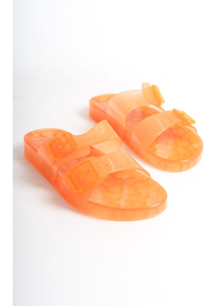 Kadın Jelly Şeffaf Oranj Düz Terlik-MSTB188-ORJ fiyatları