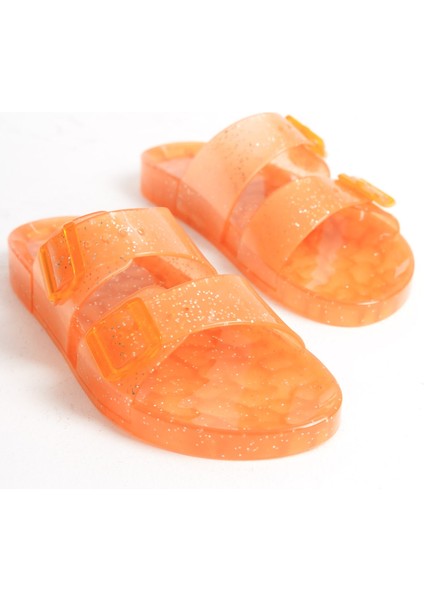 Kadın Jelly Şeffaf Oranj Sim Düz Terlik-MSTB165-SOS fiyatları