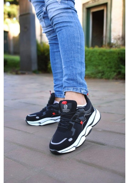 Runner Siyah Kırmızı Ortopedik Günlük Garantili Yürüyüş Koşu Sneaker Spor Ayakkabı RUNNER-1987