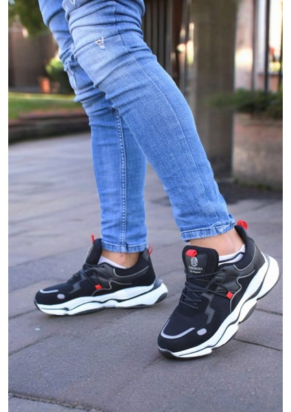 Runner Siyah Kırmızı Ortopedik Günlük Garantili Yürüyüş Koşu Sneaker Spor Ayakkabı RUNNER-1987 fiyatları