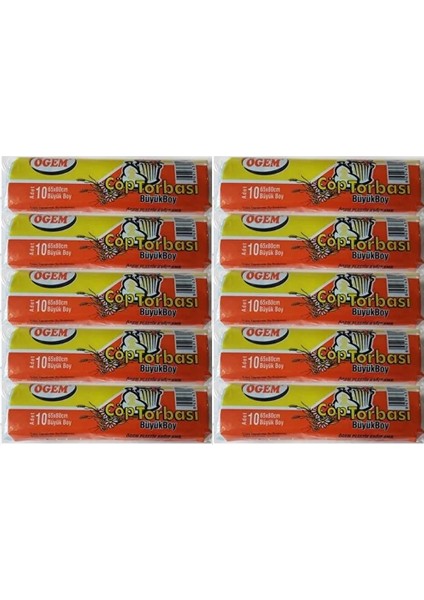 Büyük Boy Çöp Poşeti (65 x 80 Cm) 10 Lu Rulo x 10 Paket Çöp Torbası Mavi