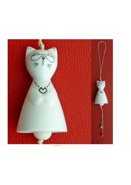 Güneşli Gün Bebek Kedi Asmalık Biblo Porselen Rüzgar Çan Mix 8X4CM Süspansiyon Dekorasyon 1 Adet