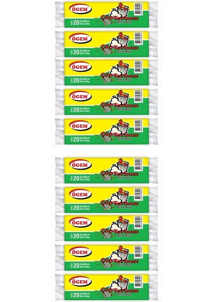 Orta Boy Çöp Poşeti (55 x 60 Cm) 20 Li Rulo x 10 Paket Çöp Torbası Mavi