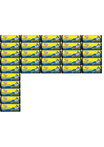 Battal Boy Çöp Poşeti (75 x 90 Cm) 10 Lu Rulo x 30 Paket Çöp Torbası Siyah