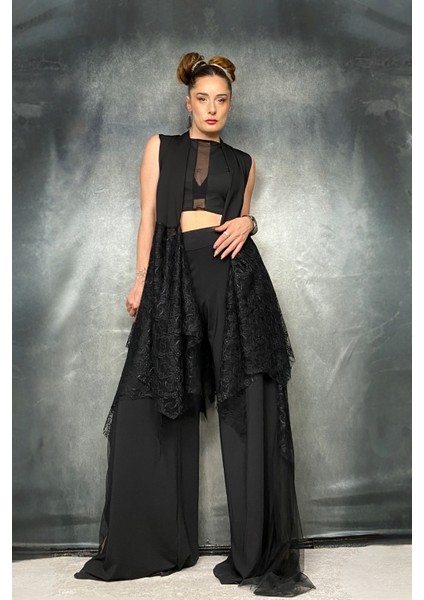 Dantel Scuba Asimetrik Yelek Tunik fiyatları