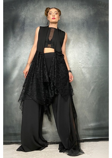 Dantel Scuba Asimetrik Yelek Tunik modelleri