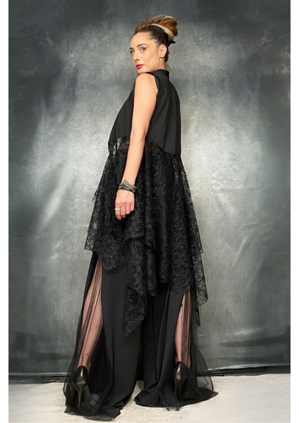 Dantel Scuba Asimetrik Yelek Tunik indirimleri