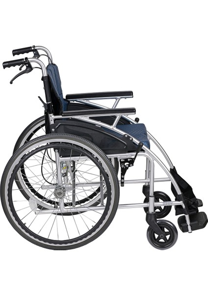 Mavi Lüks Katlanabilir Frenli Tekerlekli Sandalye Hasta Transfer Sandalyesi fırsatları