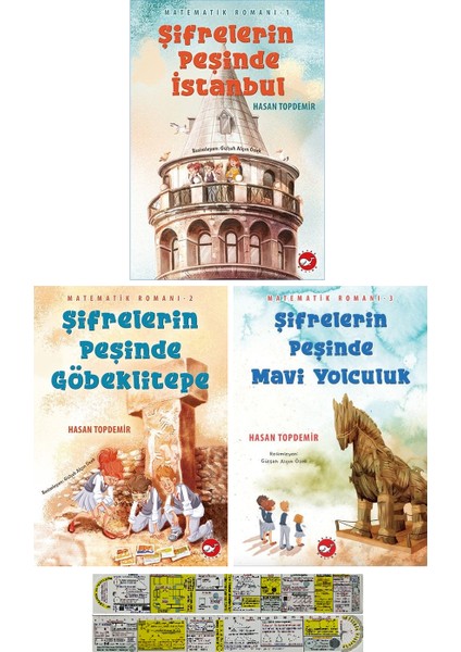 Şifrelerin Peşinde İstanbul - Şifrelerin Peşinde Göbeklitepe - Şifrelerin Peşinde Maviye Yolculuk 3 Kitap - Hasan Topdemir - Matematik Öğreten Cetvel