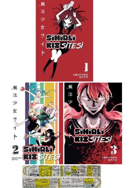 Sihirli Kız Sitesi 1. - 2. - 3. Ciltler Manga Seti - Kent + Matematik Öğreten Cetvel