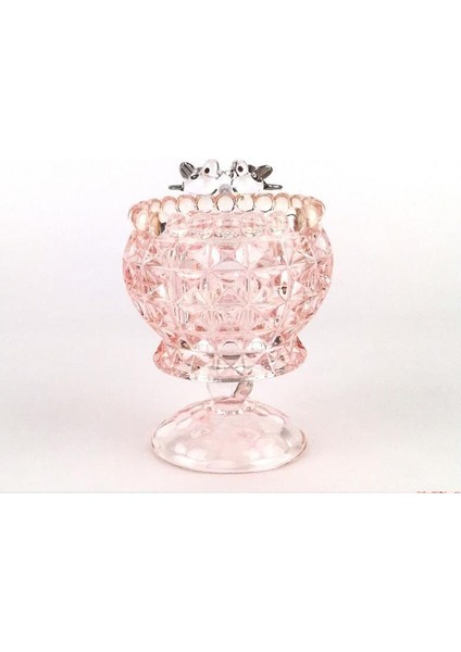Seta Kristal Kuşlu Dondurmalık Ekose Lüster Pembe