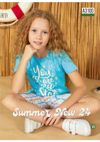 Mavi Kız Pijama Takımı - Elsima - Mavi - 4 Yaş - A3100-MAVİ-4 Yaş