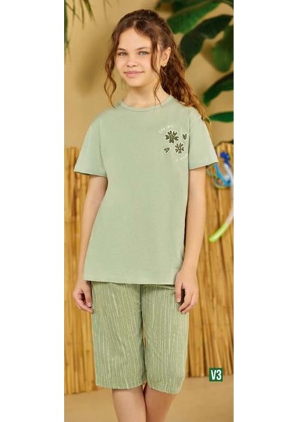 Haki Kız Çocuk Pijama Takımı - Elsima - Haki - 9 Yaş - B3137-HAKİ-9 Yaş indirimleri