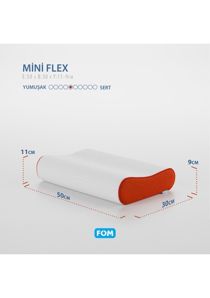 2'li Mini Flex Visco Çocuk Ve Seyahat Uyku Yastık Kampanyası, Ortopedik, 50 X 30 X 11/9, Turuncu