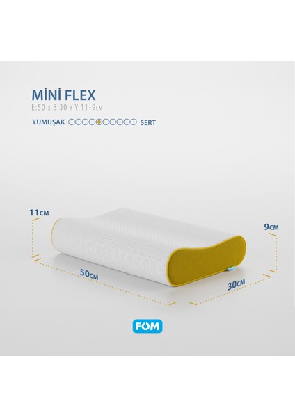 2'li Mini Flex Visco Çocuk Ve Seyahat Uyku Yastık Kampanyası, Ortopedik, 50 X 30 X 11/9, Sarı