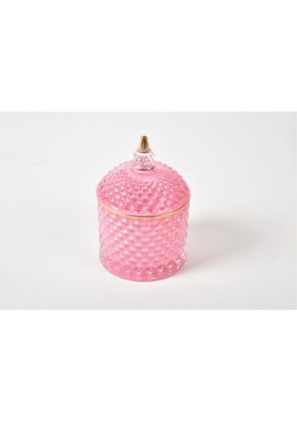 Seta Crystal Pembe Kapaklı Dekor Kutu Dome 9.5 * 14 Cm