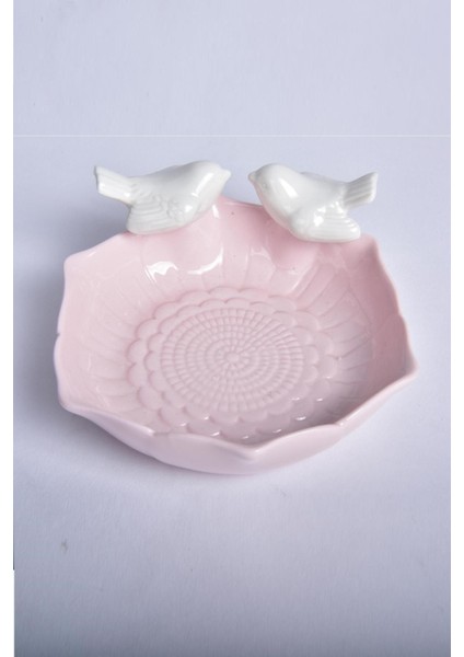 Seta Ceramic Tabak 6gen Kuşlu Pembe 13 * 12 * 9 Cm