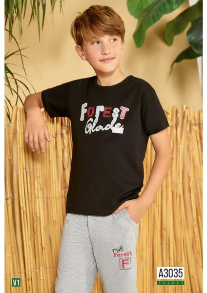 Siyah Erkek Çocuk Pijama Takımı - Elsima - Siyah - 5 Yaş - A3035-SİYAH-5 Yaş