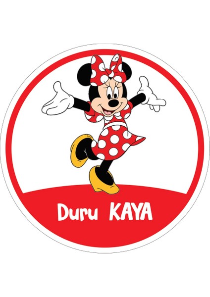 Okul Etiketi, Kalem Defter Etiketi, Minie Mouse - 40 Adet 5cm Opak Sticker