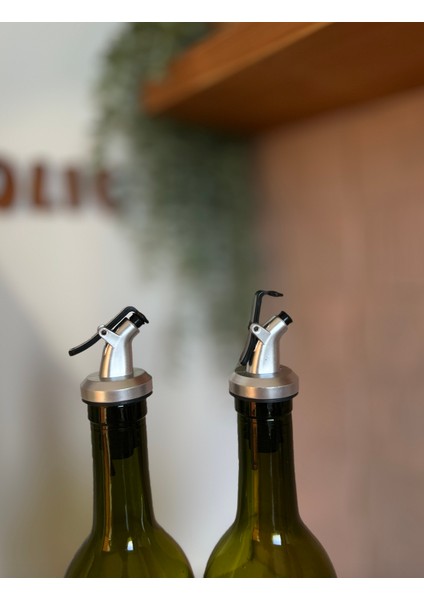 Yağ Yeşili Standlı 2'li Cam Zeytinyağı Ayçiçek Yağı Şişesi 750 ml Yağdanlık Vintage modelleri