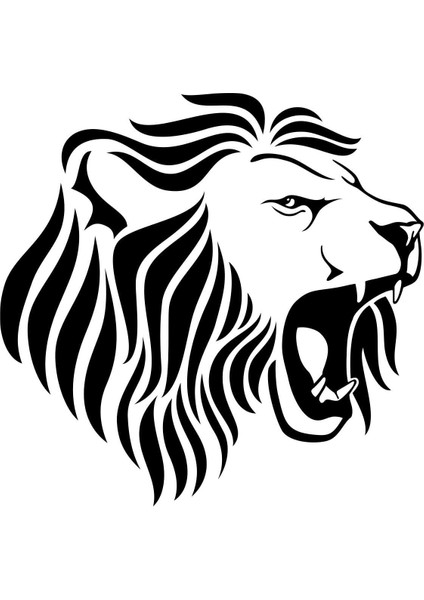 Aslan Kafası Duvar Dekor Sticker-Miyrem 40 x 36 cm