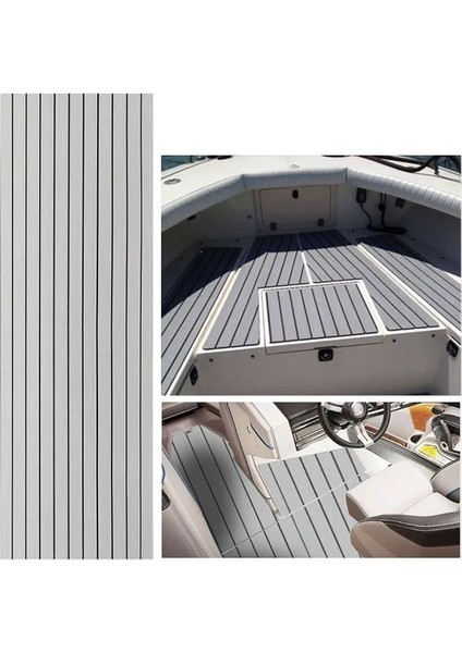 Deck 100CM*150*6MM Gri/SiyahMarin Tipi Suni Tik-Teak Yapışkanlı Eva Tekne-Yat Zemin Kaplama