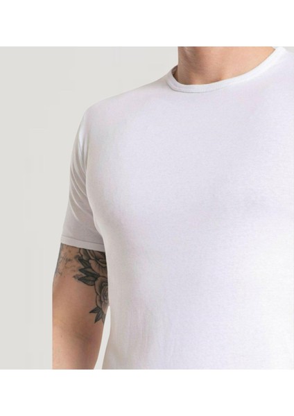 Erkek Kısa Kol Bisiklet Yaka Slimfit Likralı Düz Mody Tişört modelleri