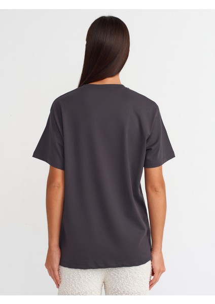 31065 Baksı Detaylı T-Shirt-Antrasit fiyatları