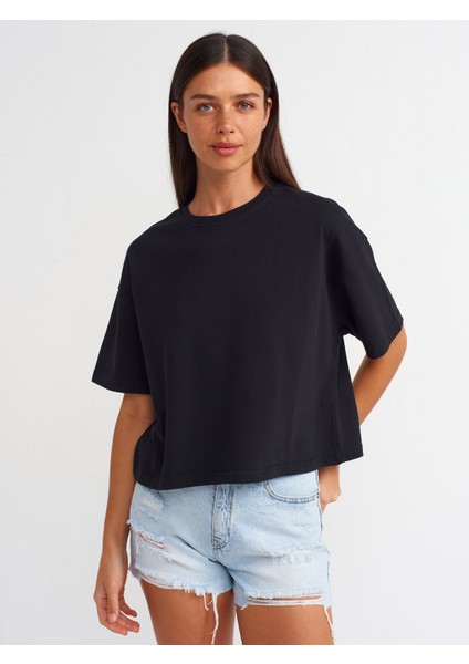 31017 Kısa Kollu Pamuklu T-Shirt-Siyah