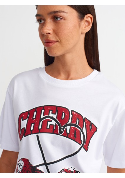 31065 Baksı Detaylı T-Shirt-Beyaz fırsatları