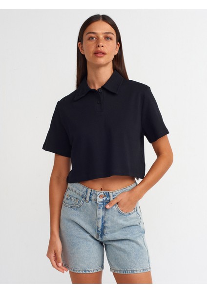 30961 Polo Yaka Top-Siyah
