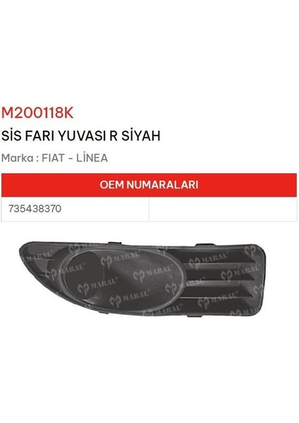 Fiat Linea Sis Far Çerçevesi Kapagi Sag Ön Siyah (Sissiz) Ns 735438370 Gold