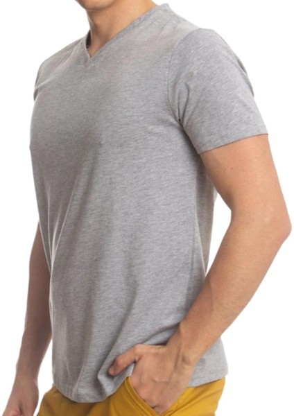 Erkek Kısa Kol V Yaka Slimfit Likralı Düz Mody Tişört fiyatları