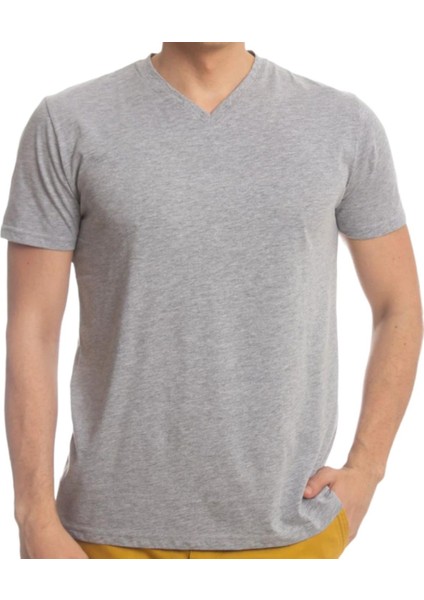 Erkek Kısa Kol V Yaka Slimfit Likralı Düz Mody Tişört indirimleri